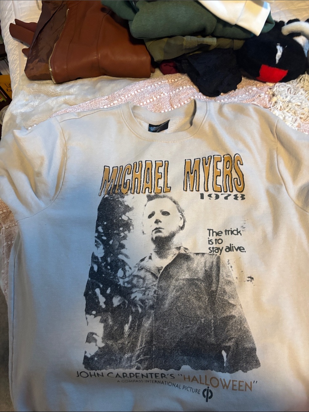 Target Michael Myers 1978 Graphic sweatshirt- White with Black and Gold Print